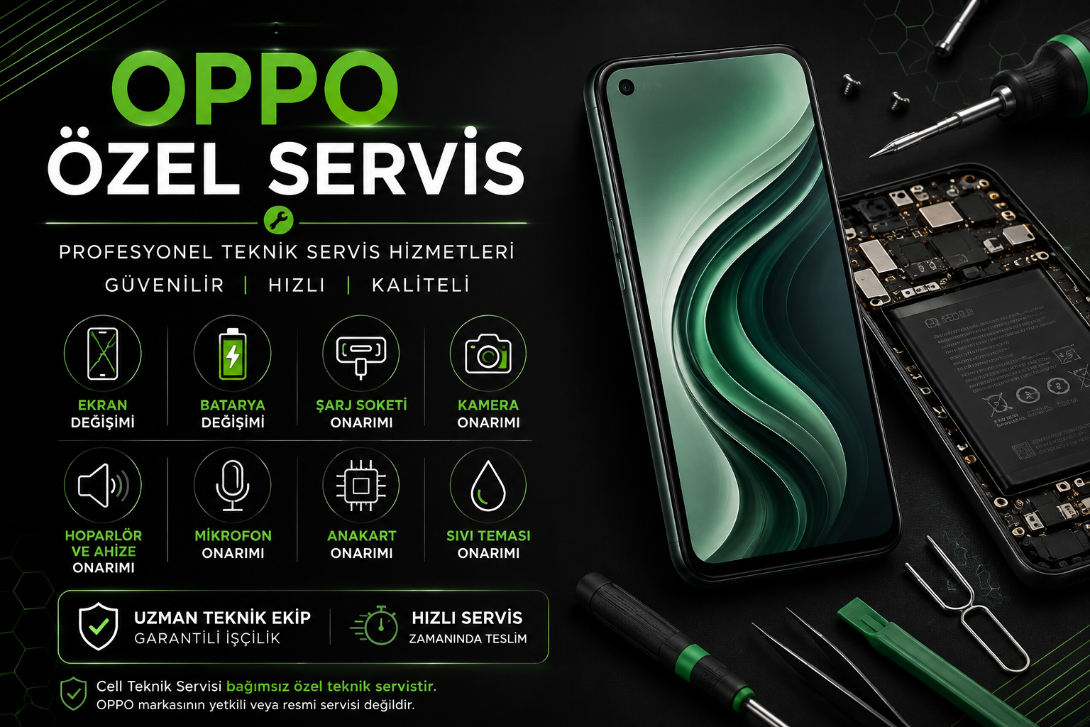 istanbul Avrupa Yakasında Oppo cihazlar için ekran batarya şarj kamera ve anakart teknik servis hizmeti